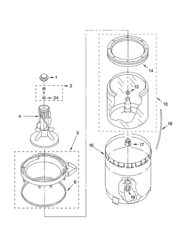 Agitator, basket and tub parts