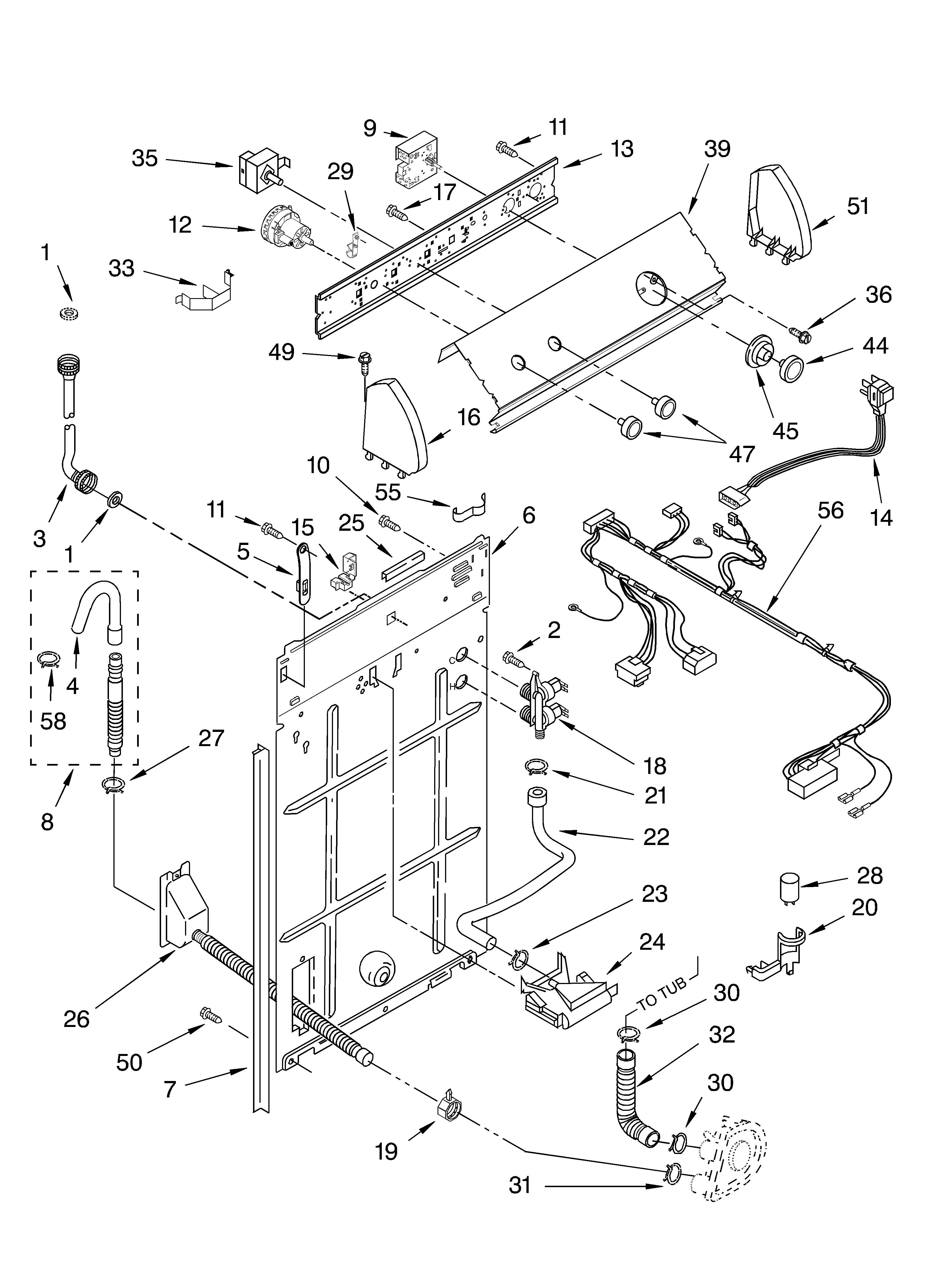 Control and rear panel parts