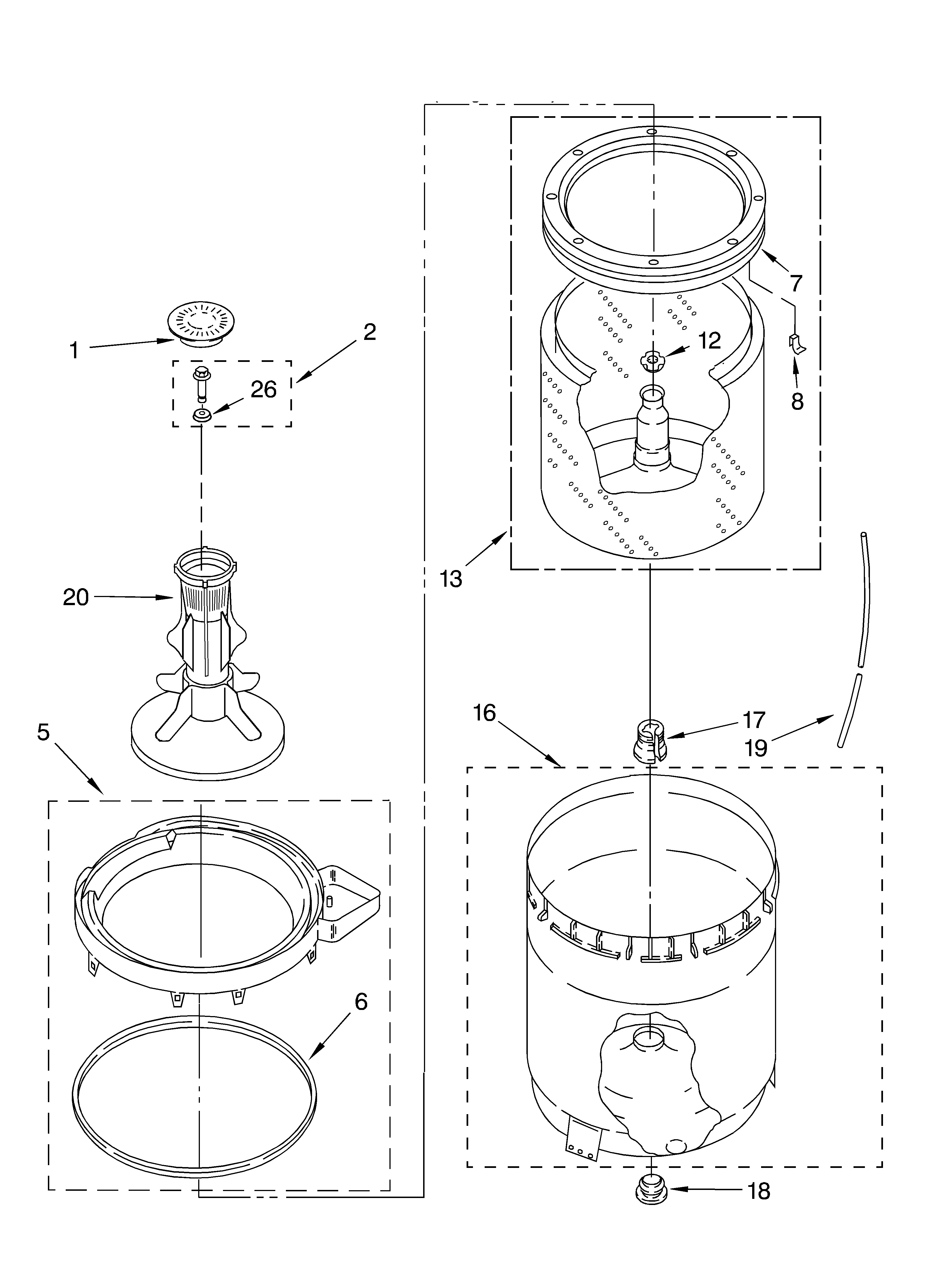 Agitator, basket and tub parts