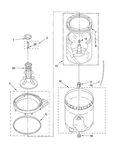 Agitator, basket and tub parts