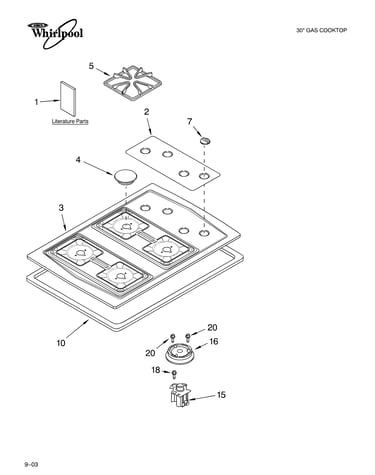 Cooktop, burner and grate parts
