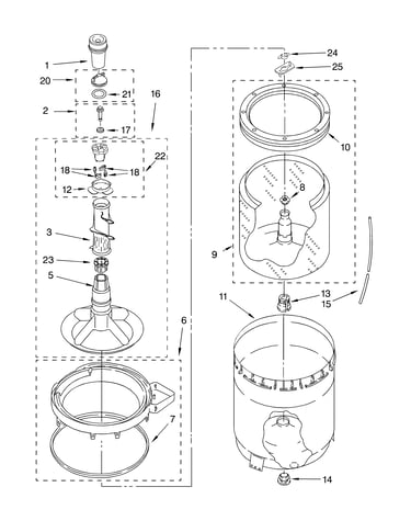 Agitator, basket and tub parts