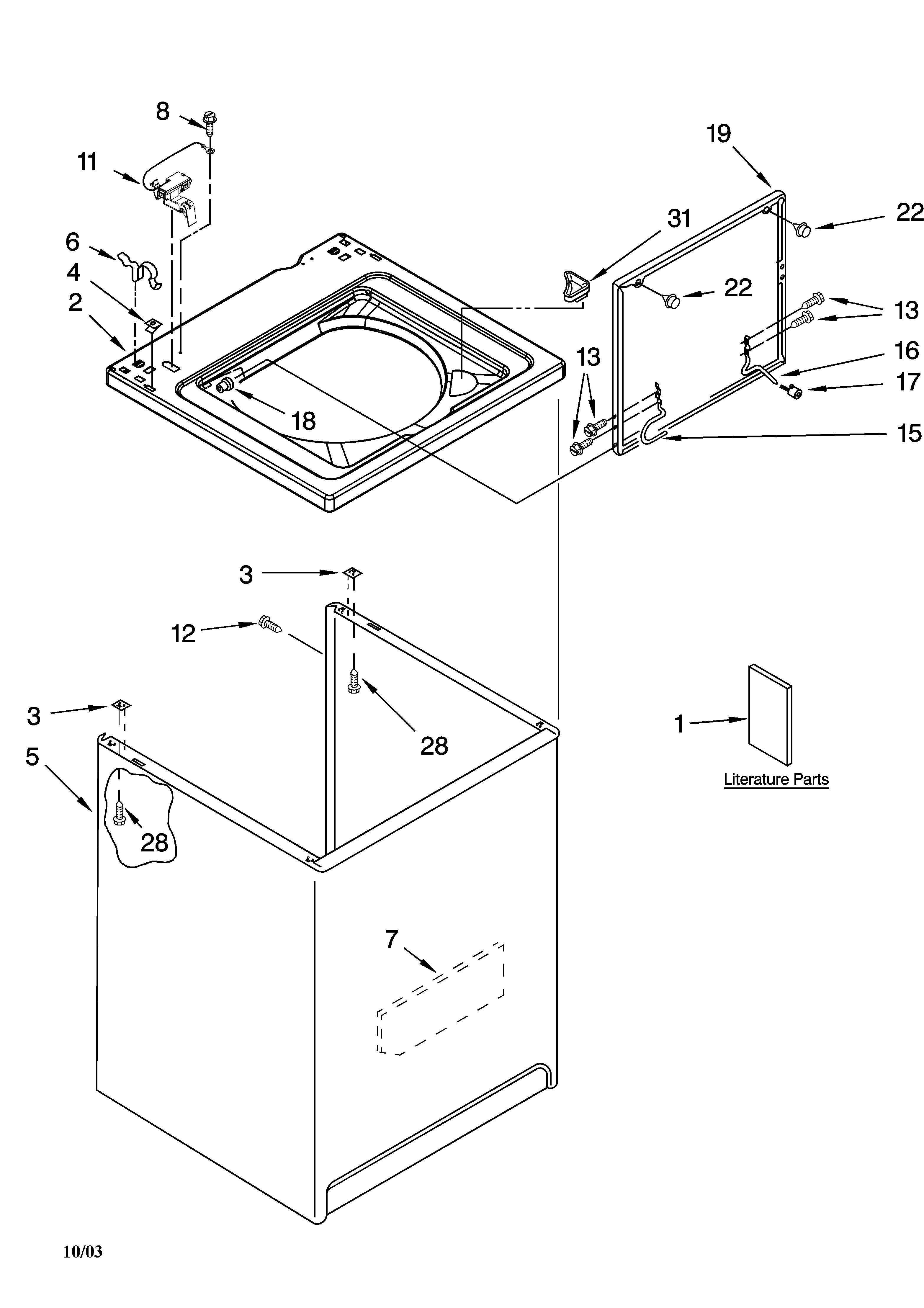 Top and cabinet parts