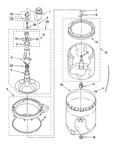Agitator, basket and tub parts