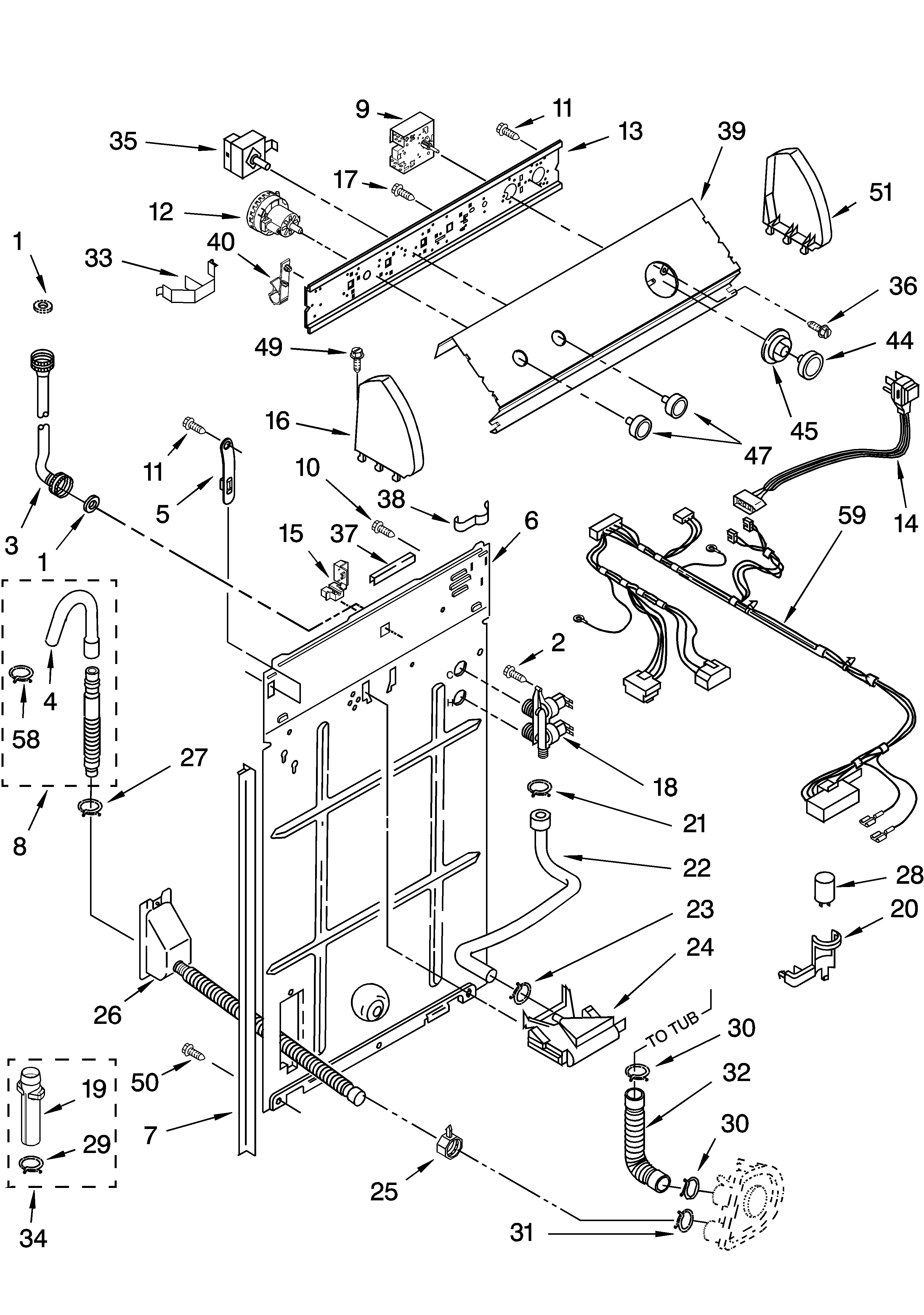 Control and rear panel parts