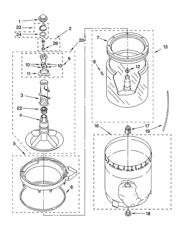 Agitator, basket and tub parts