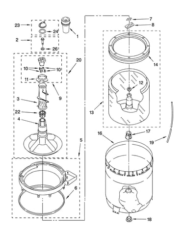 Agitator, basket and tub parts