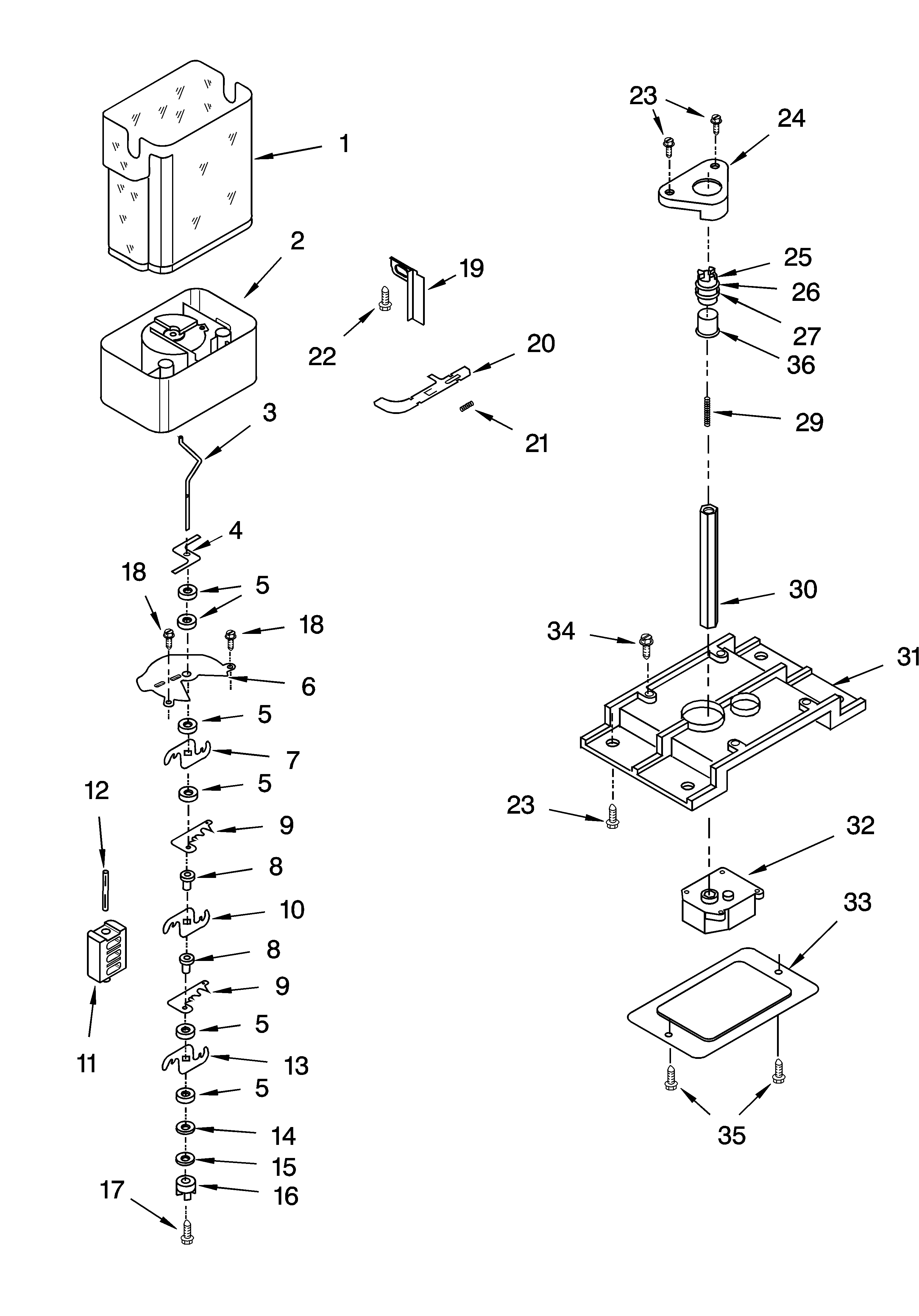 MOTOR AND ICE CONTAINER PARTS