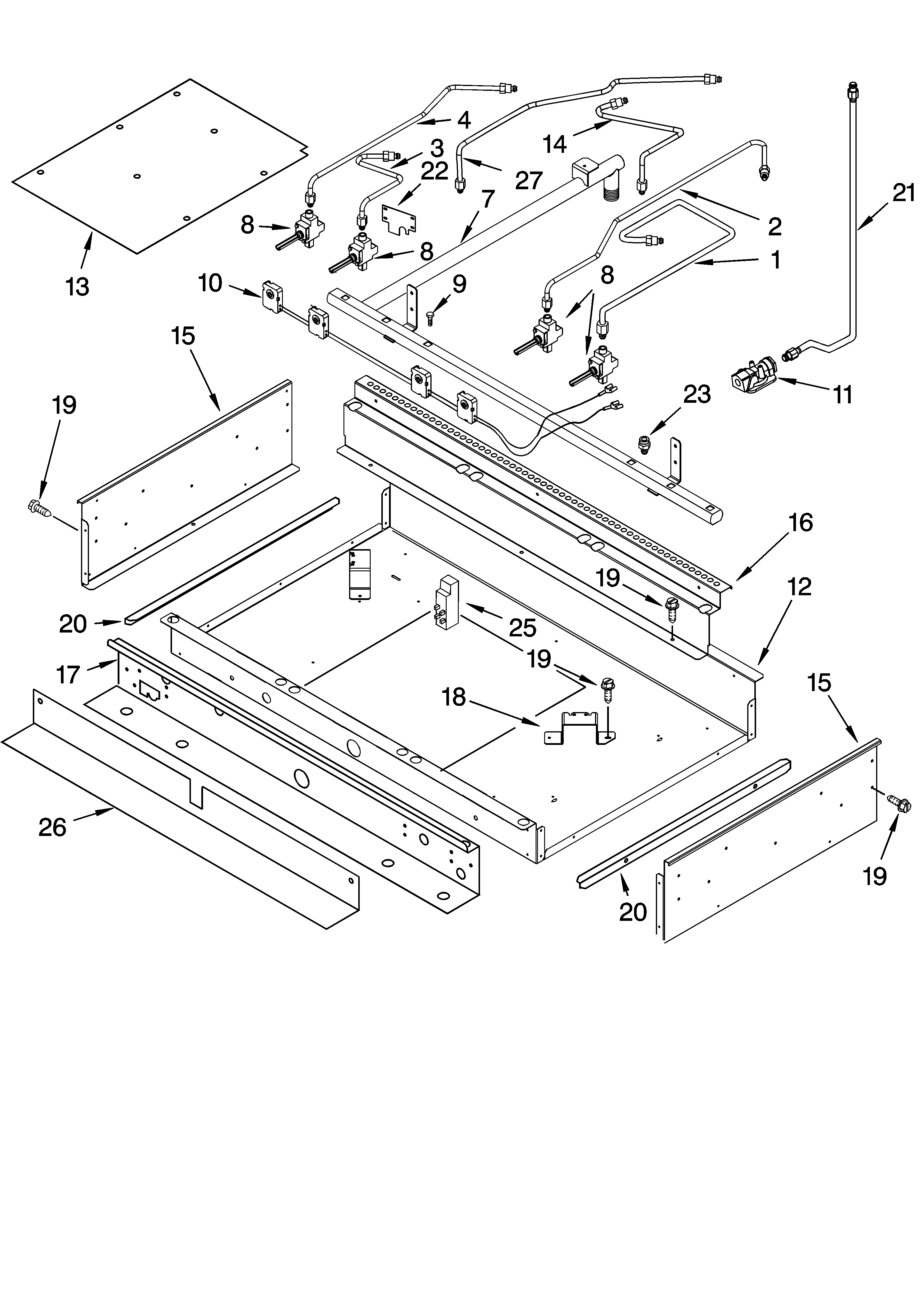 Burner box and manifold parts