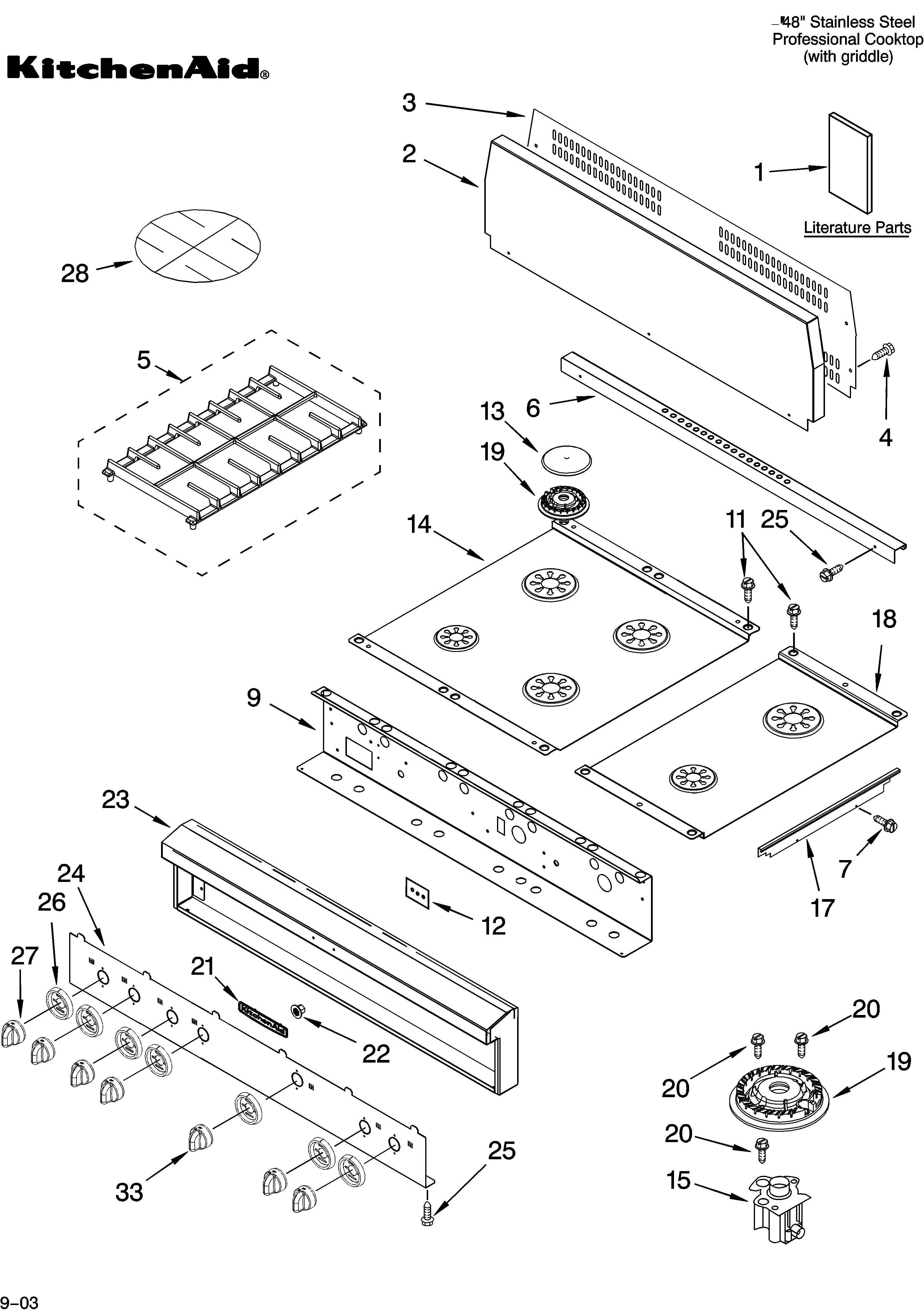 Cooktop, burner and grate parts