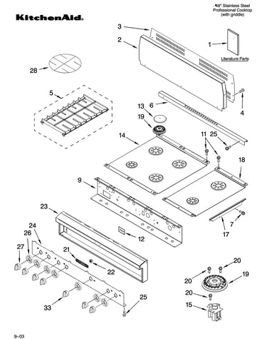 Cooktop, burner and grate parts