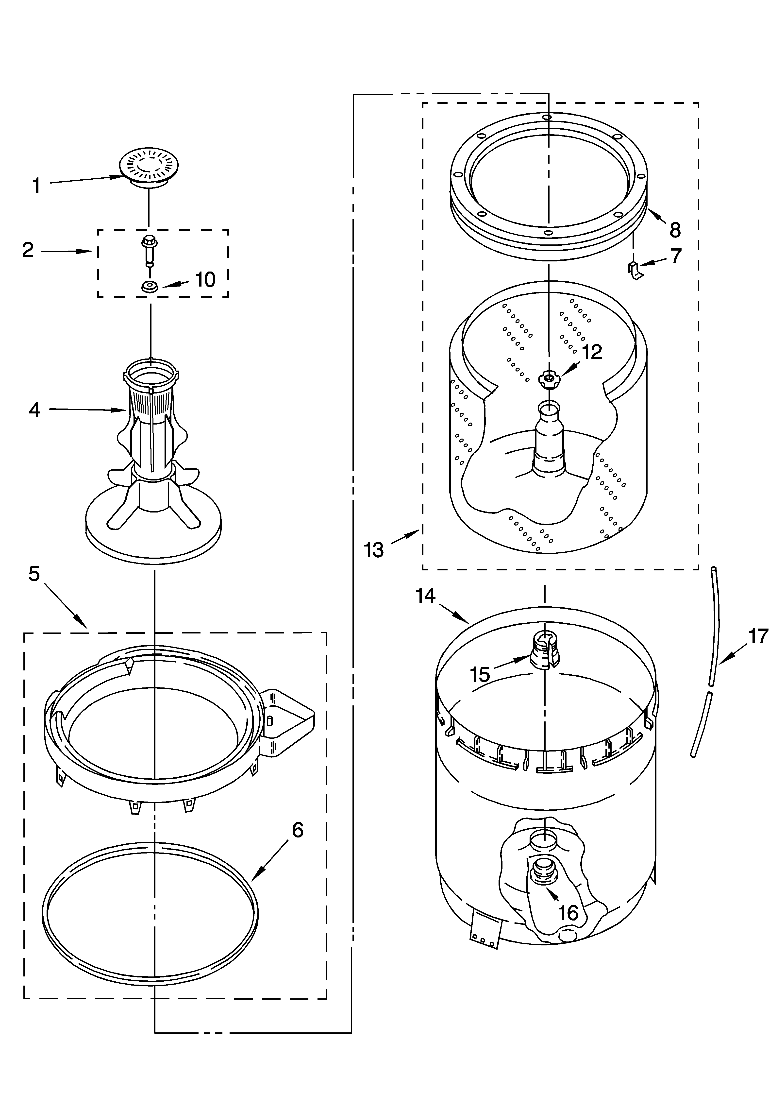 Agitator, basket and tub parts
