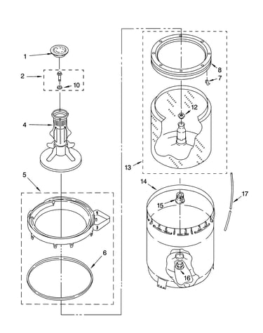 Agitator, basket and tub parts