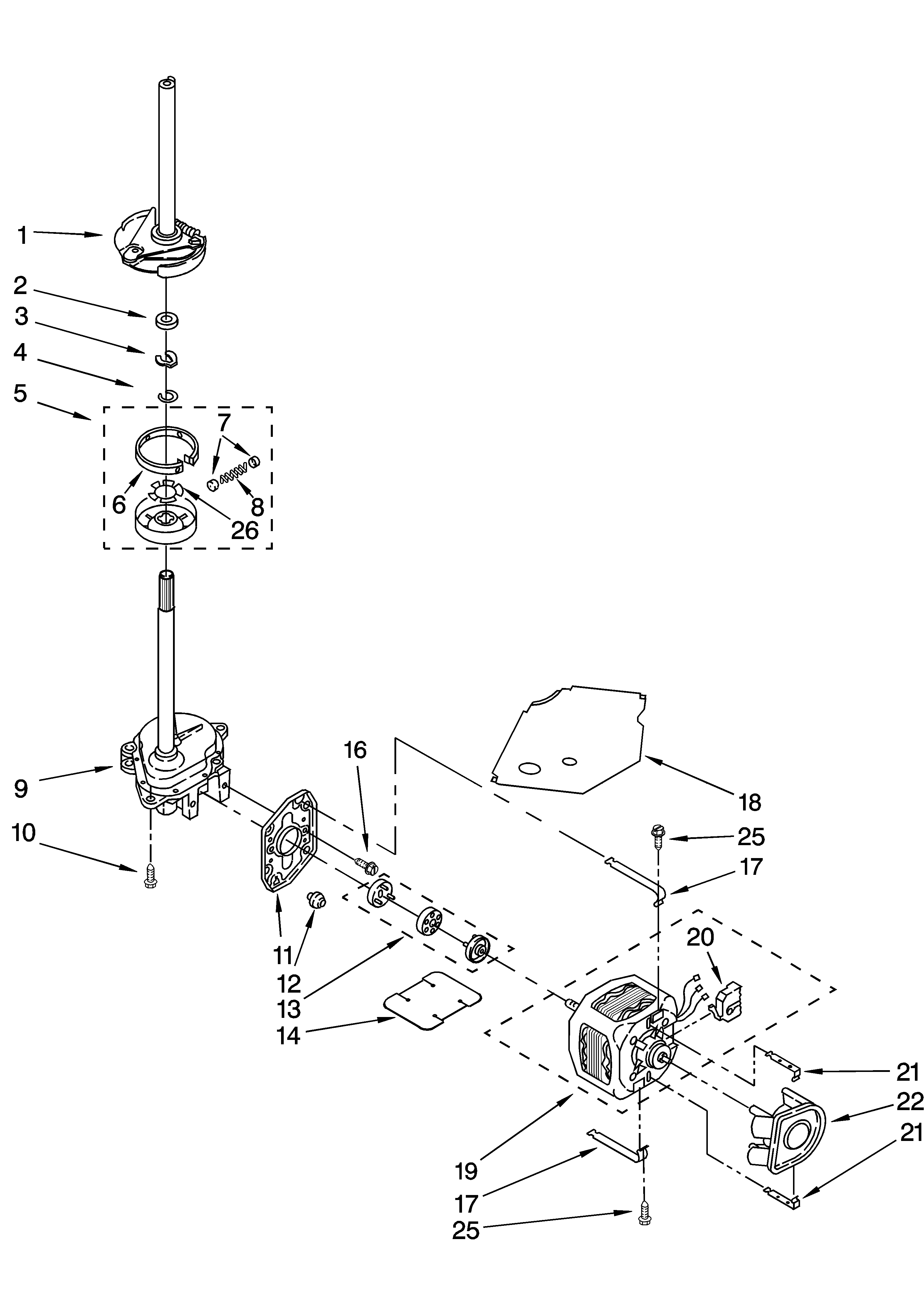 Brake, clutch, gearcase, motor and pump parts