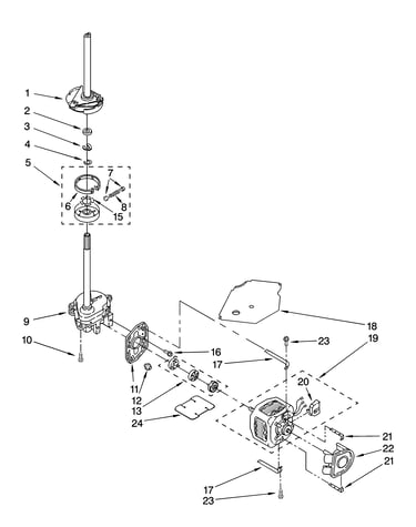 Brake, clutch, gearcase, motor and pump parts