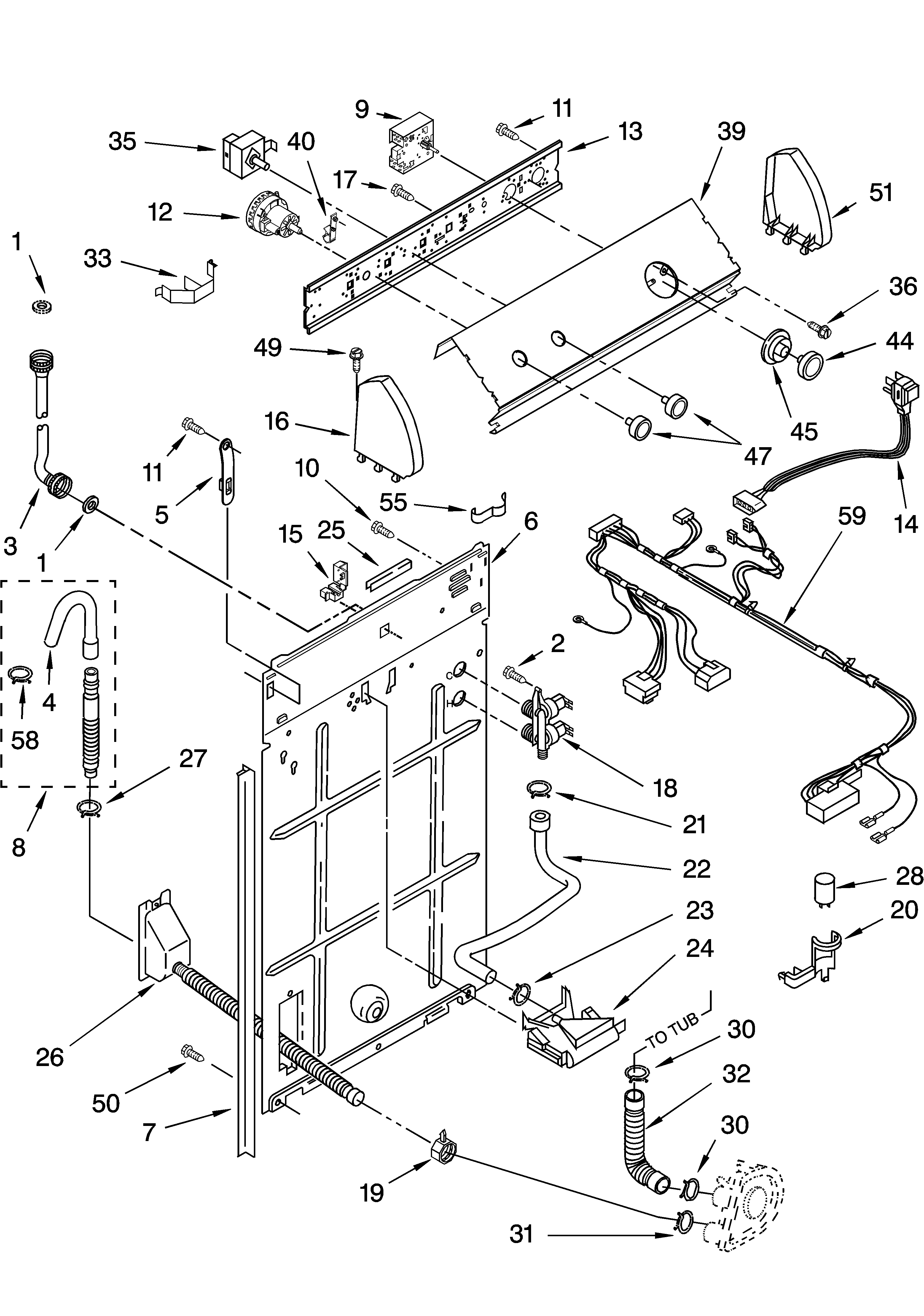 Control and rear panel parts