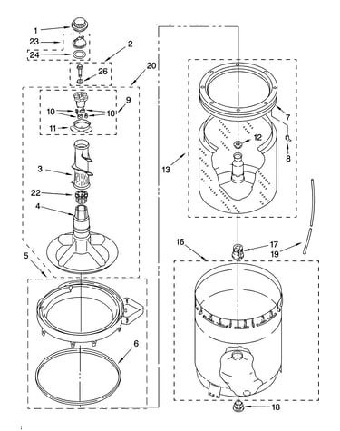 Agitator, basket and tub parts