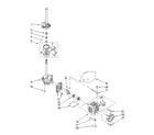 Whirlpool LXR7244JQ2 brake, clutch, gearcase, motor and pump parts diagram