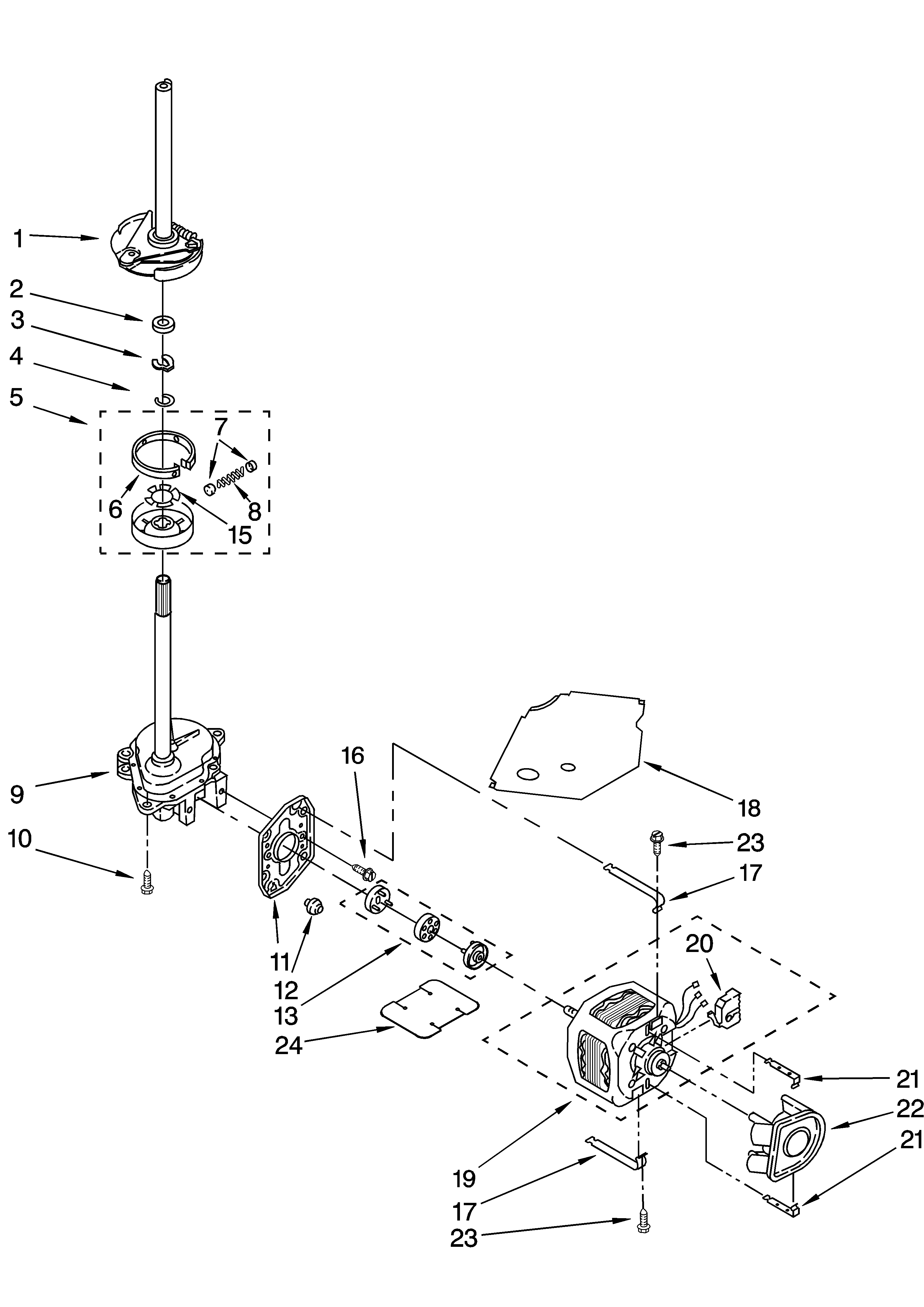 Brake, clutch, gearcase, motor and pump parts
