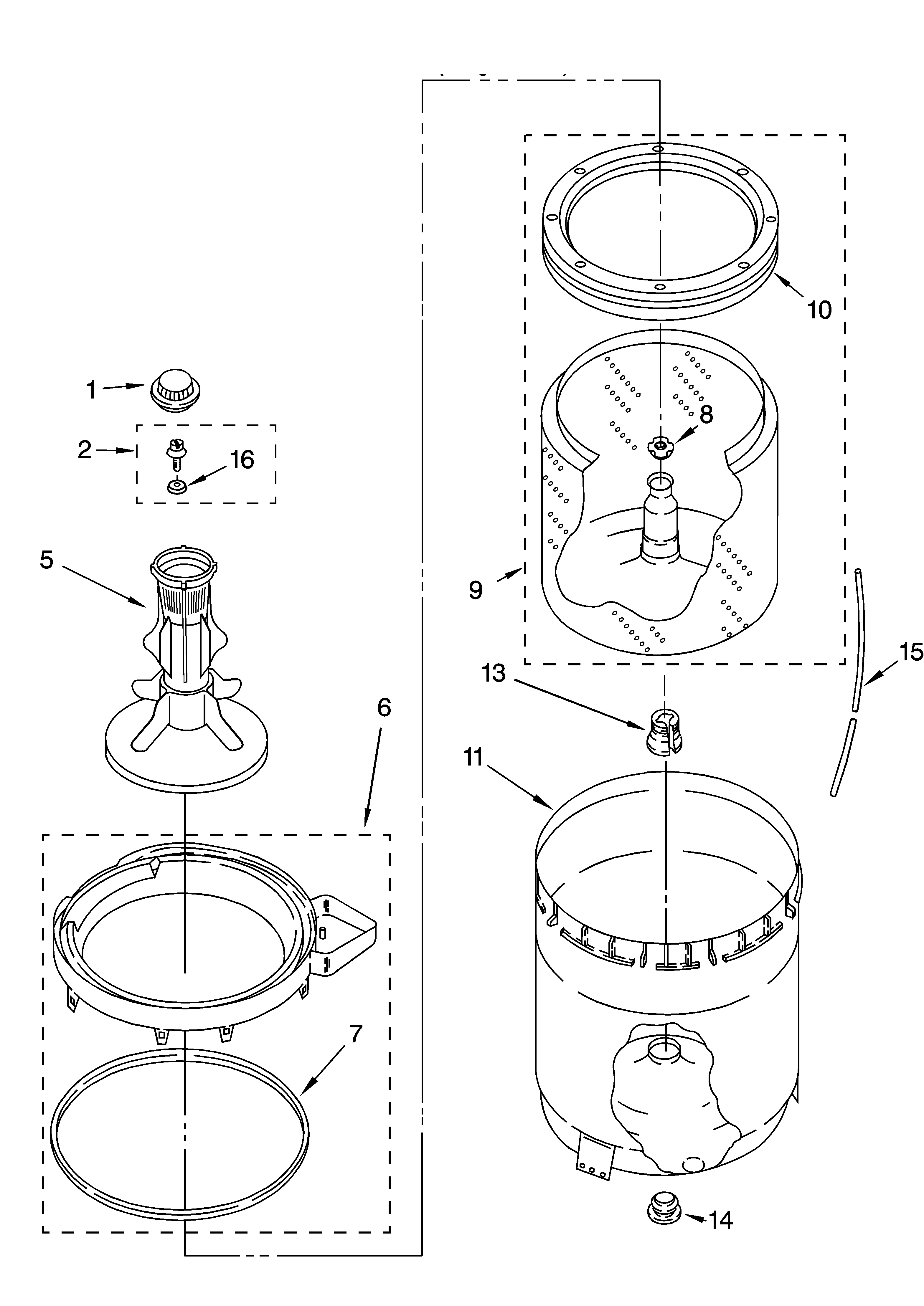 Agitator, basket and tub parts