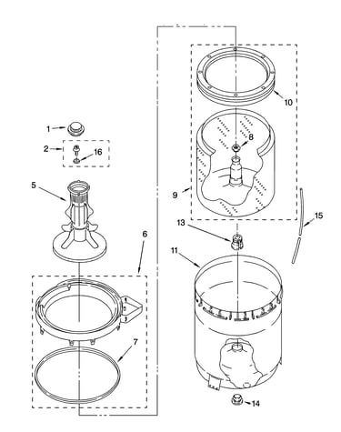 Agitator, basket and tub parts