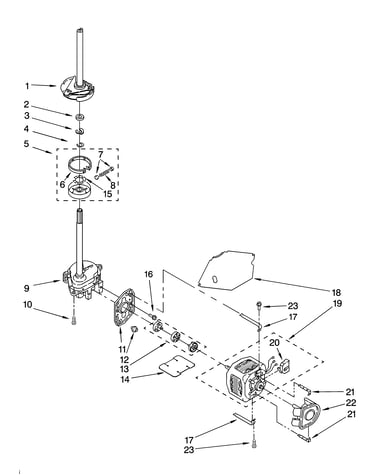 Brake, clutch, gearcase, motor and pump parts