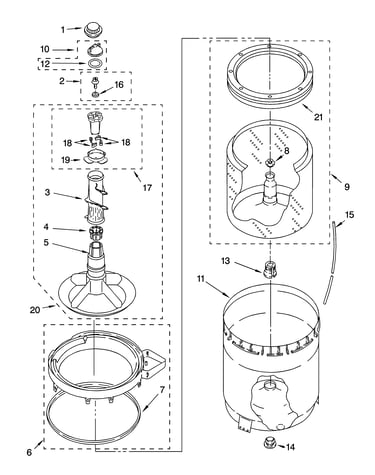 Agitator, basket and tub parts
