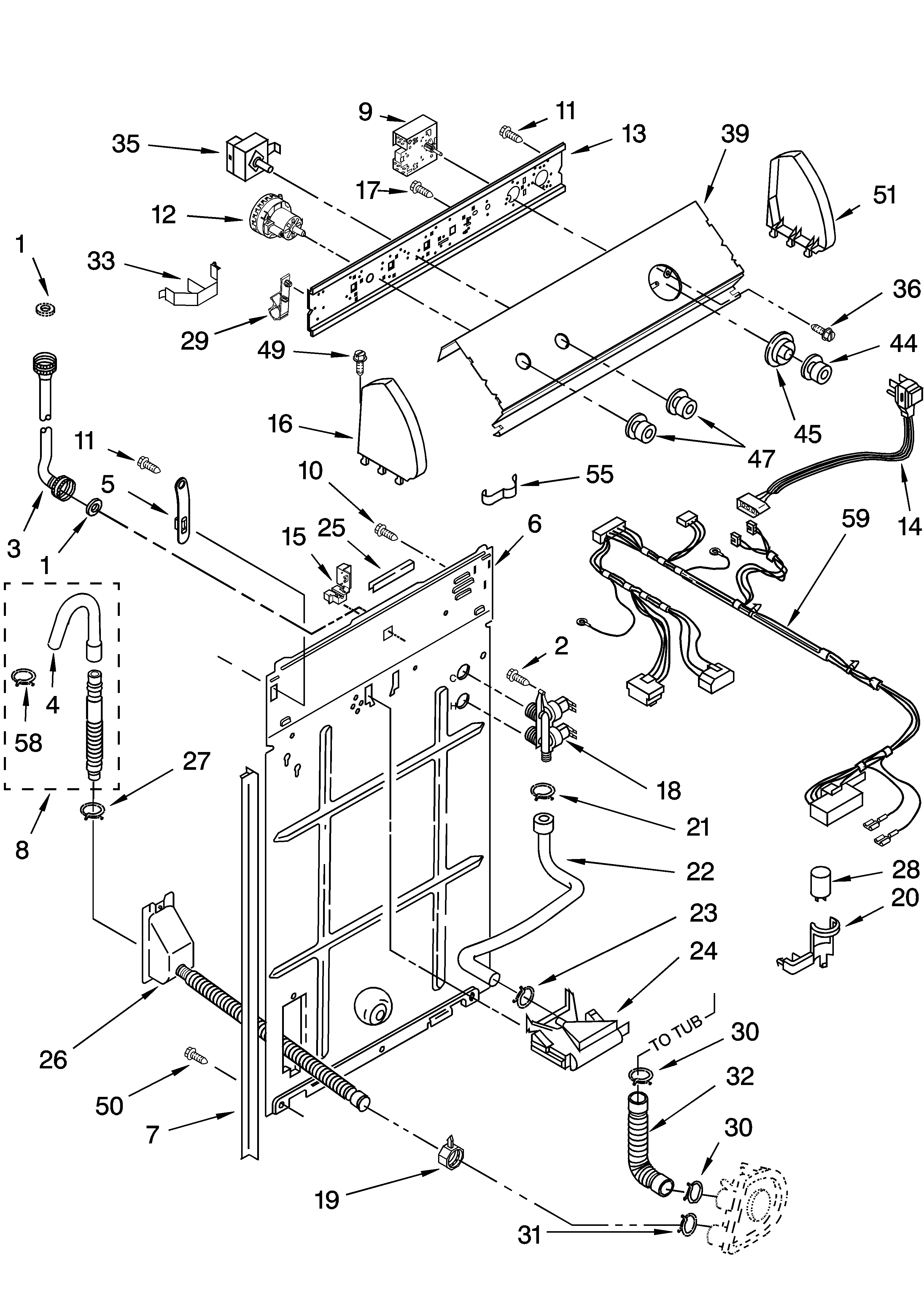Control and rear panel parts