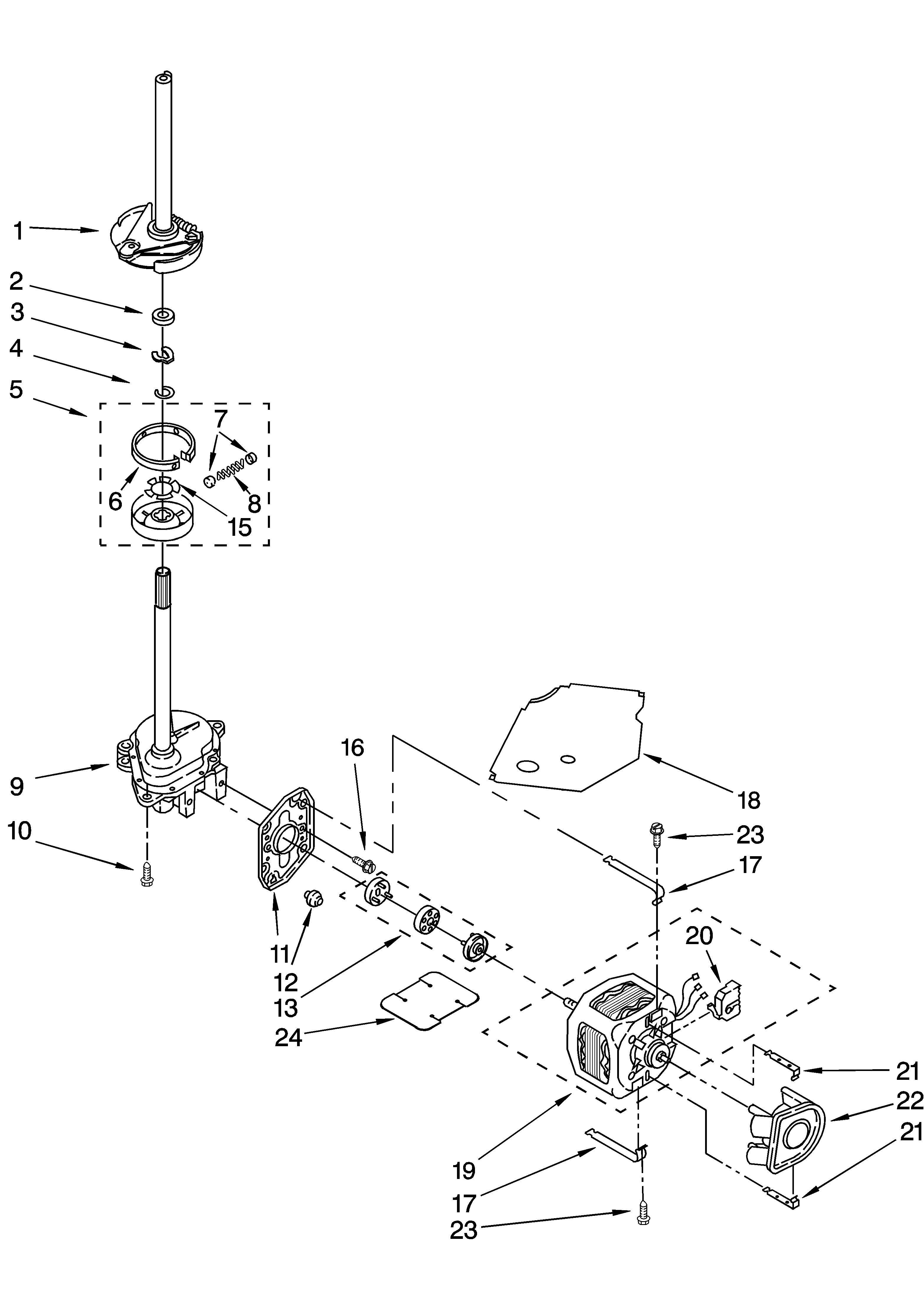 Brake, clutch, gearcase, motor and pump parts