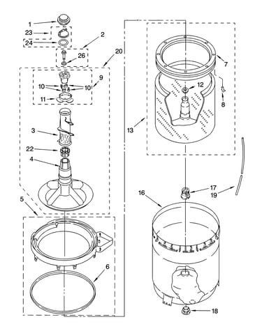 Agitator, basket and tub parts