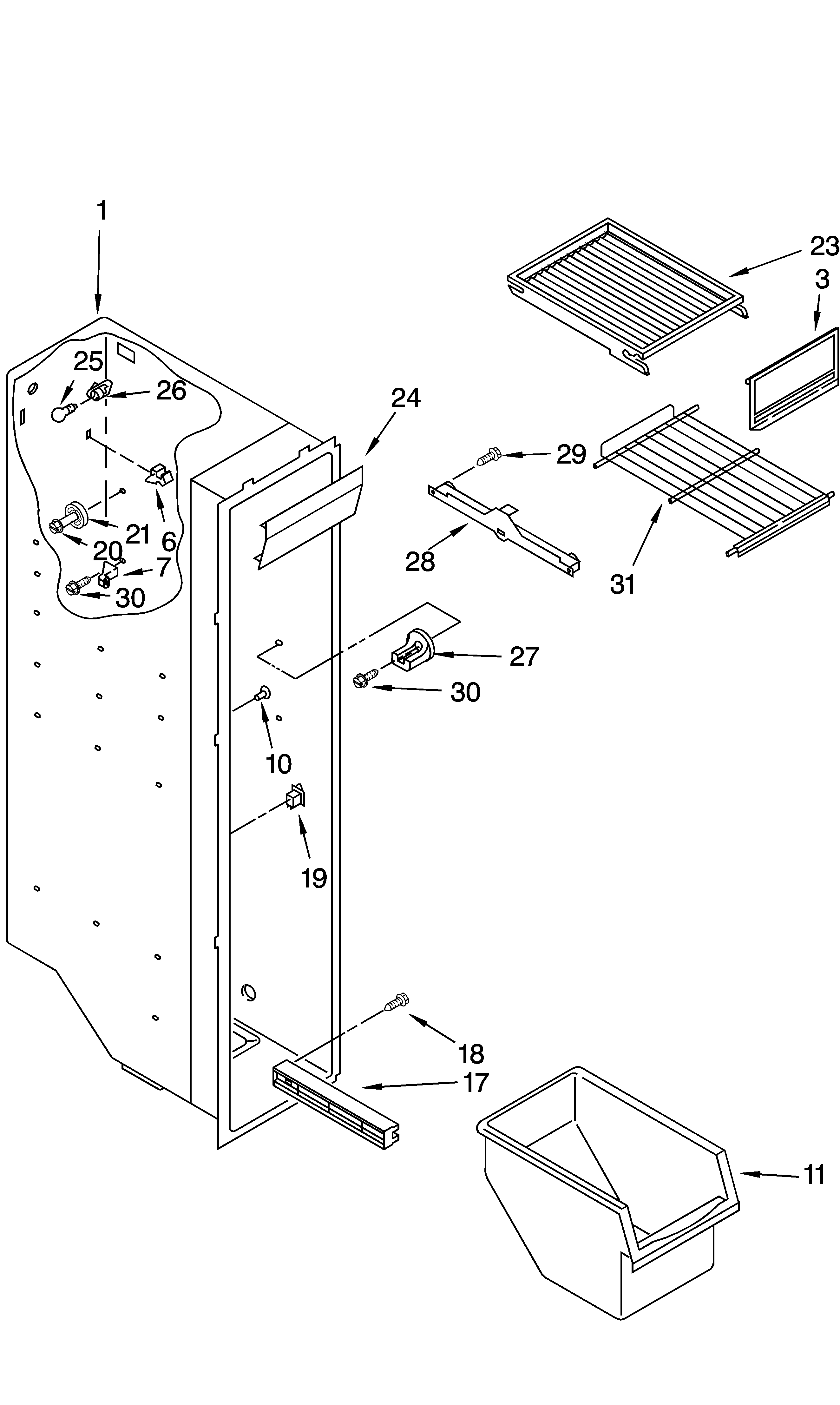 Freezer liner parts
