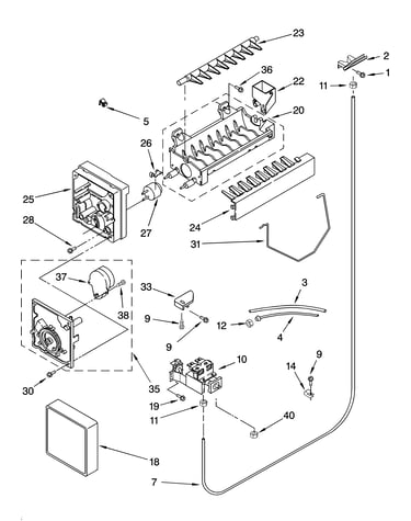 Icemaker parts, parts not illustrated