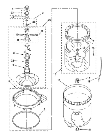 Agitator, basket and tub parts