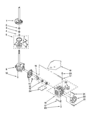 Brake, clutch, gearcase, motor and pump parts
