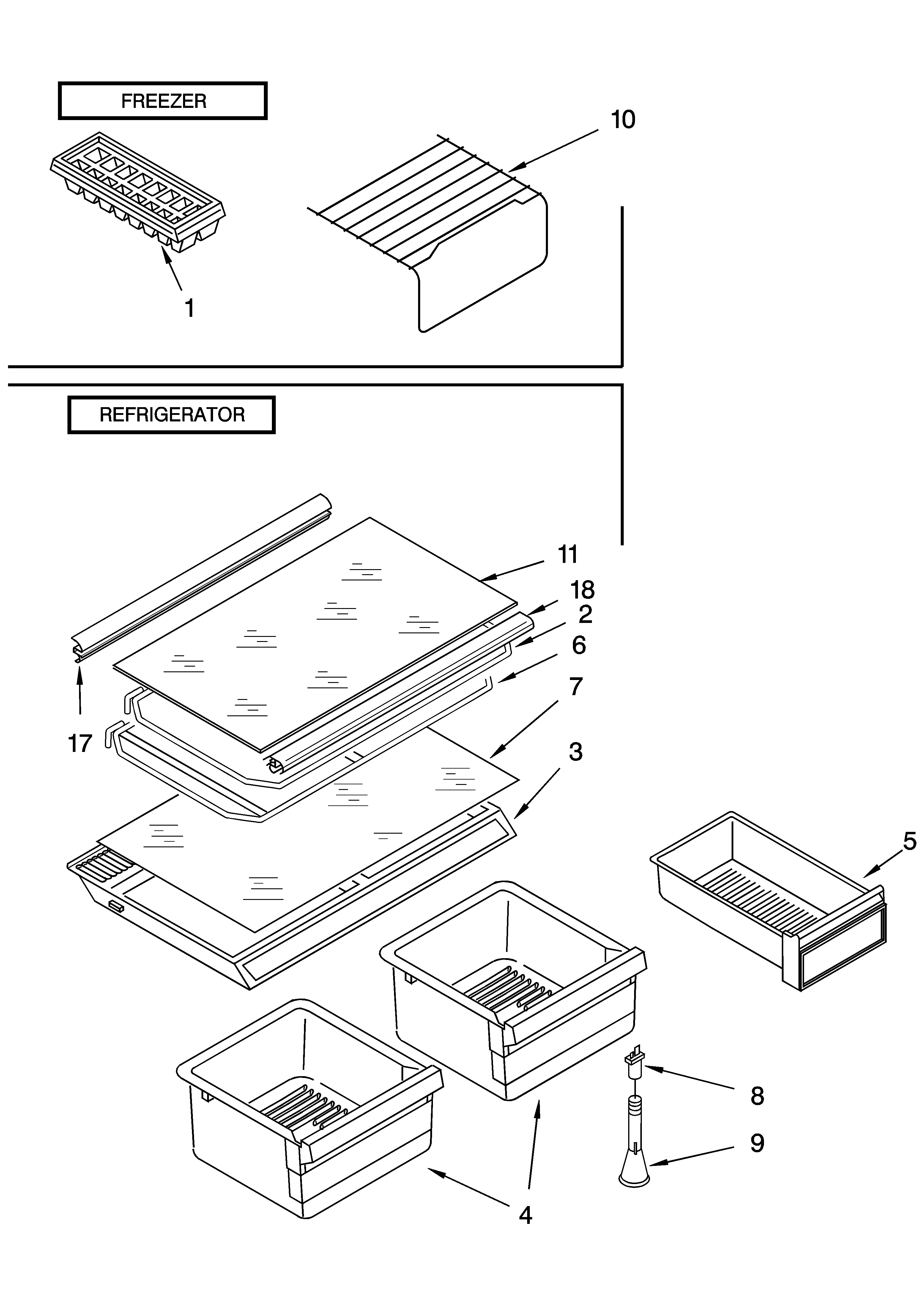 Shelf parts, literature and optional parts