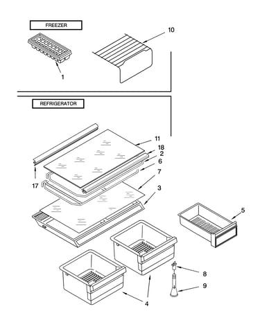 Shelf parts, literature and optional parts