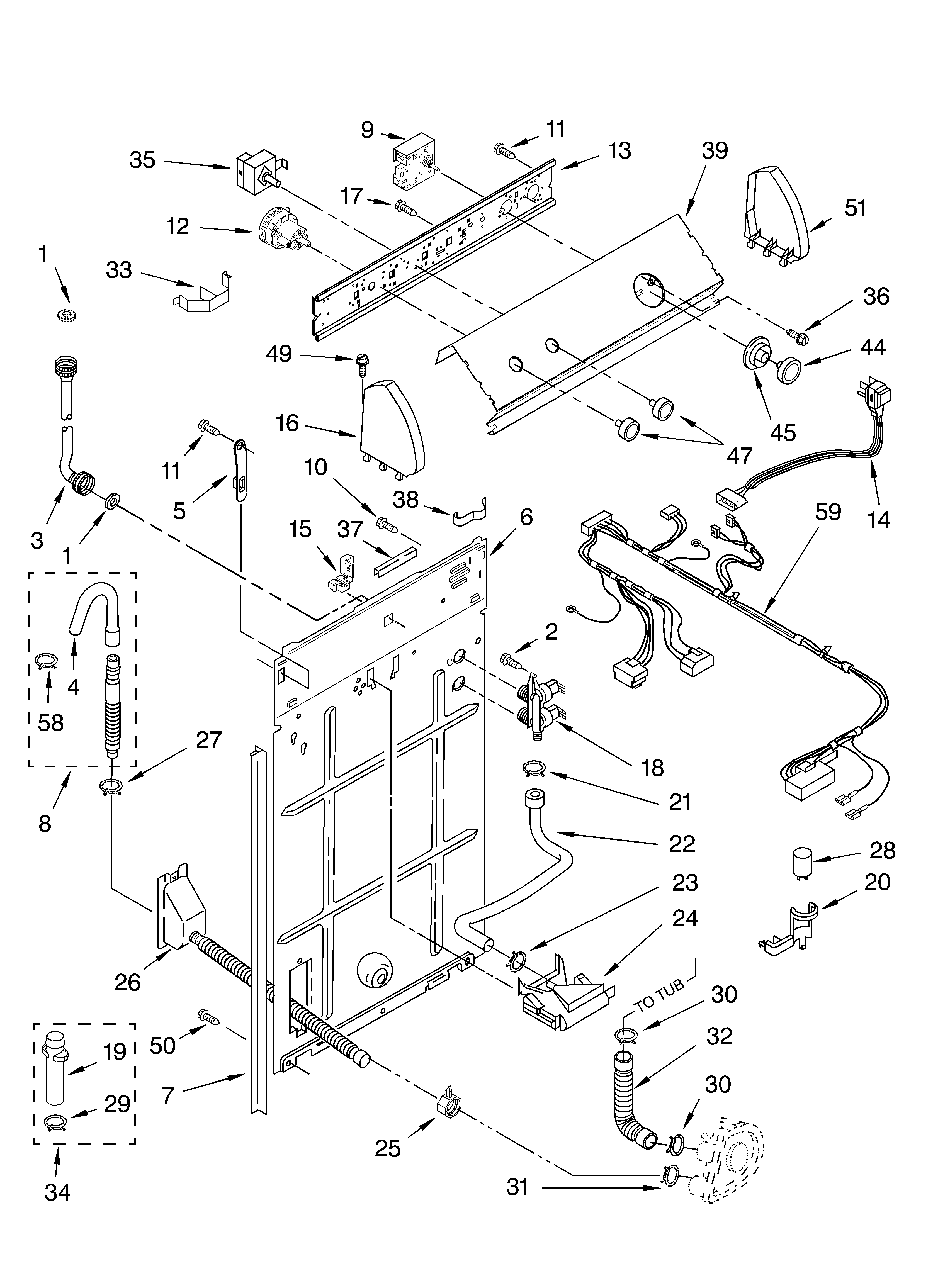 Control and rear panel parts