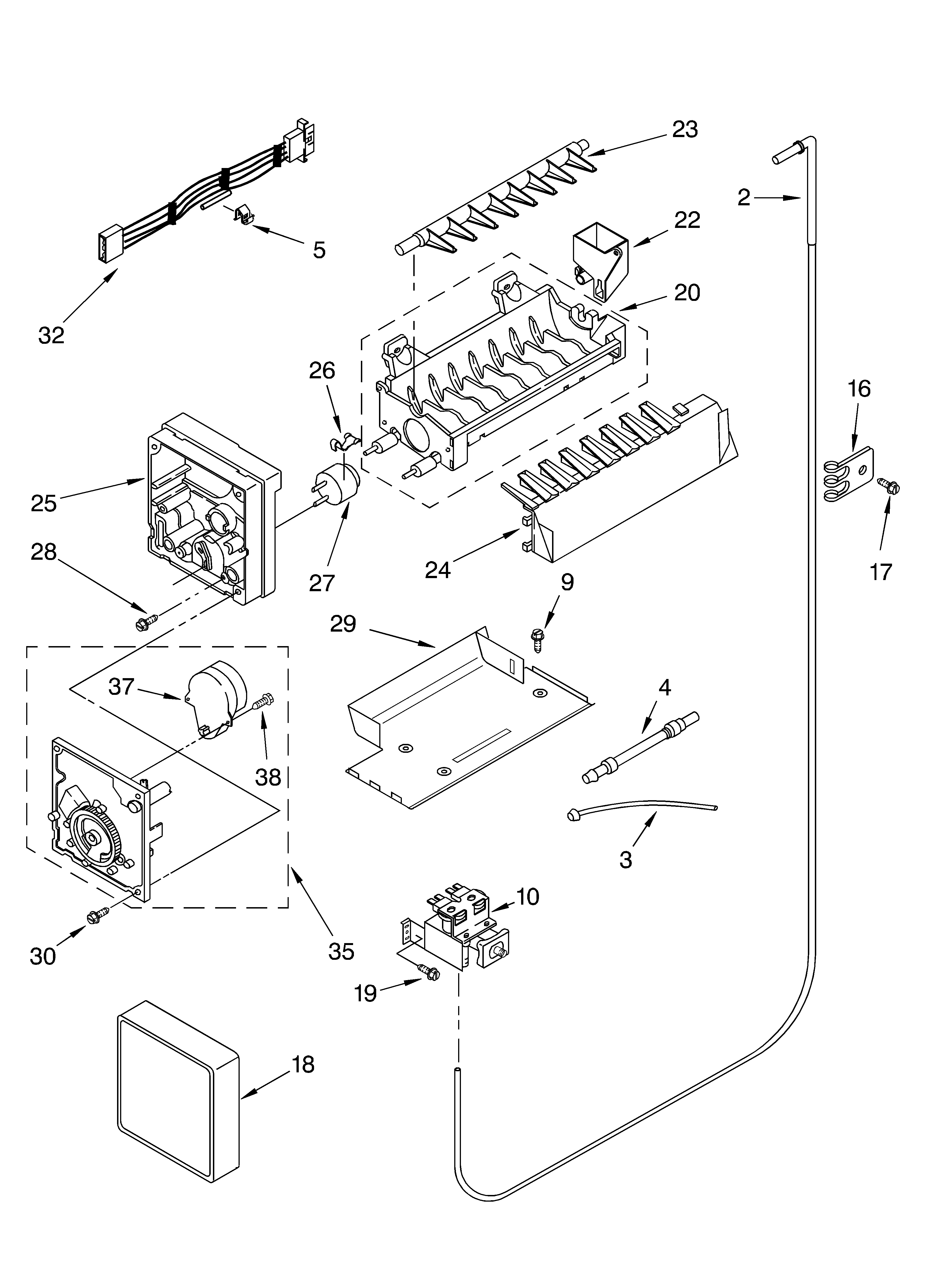 Icemaker parts, parts not illustrated