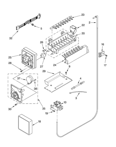 Icemaker parts, parts not illustrated