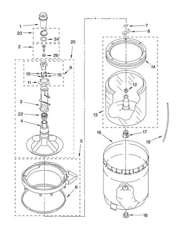 Agitator, basket and tub parts