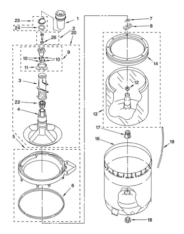 Agitator, basket and tub parts
