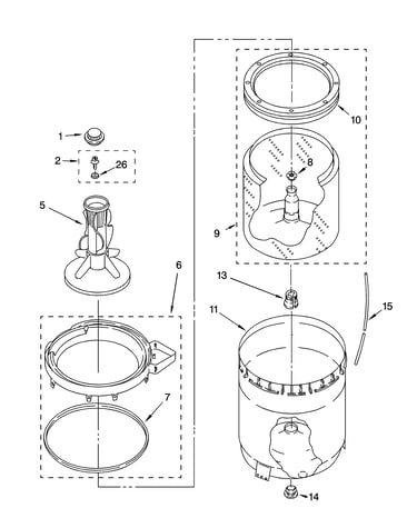 Agitator, basket and tub parts