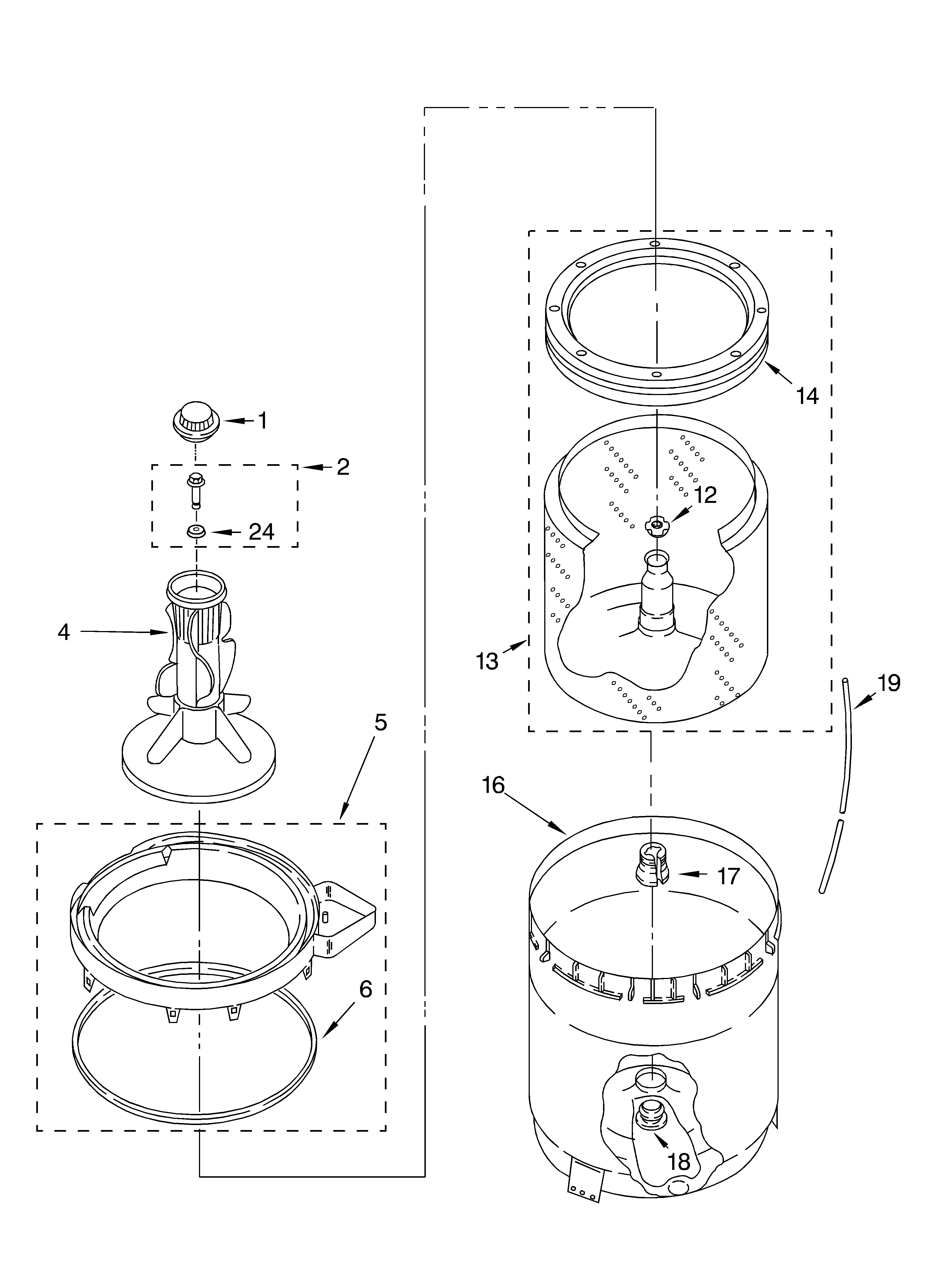 Agitator, basket and tub parts