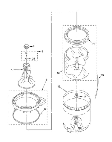 Agitator, basket and tub parts