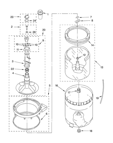 Agitator, basket and tub parts