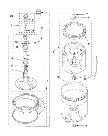 Agitator, basket and tub parts