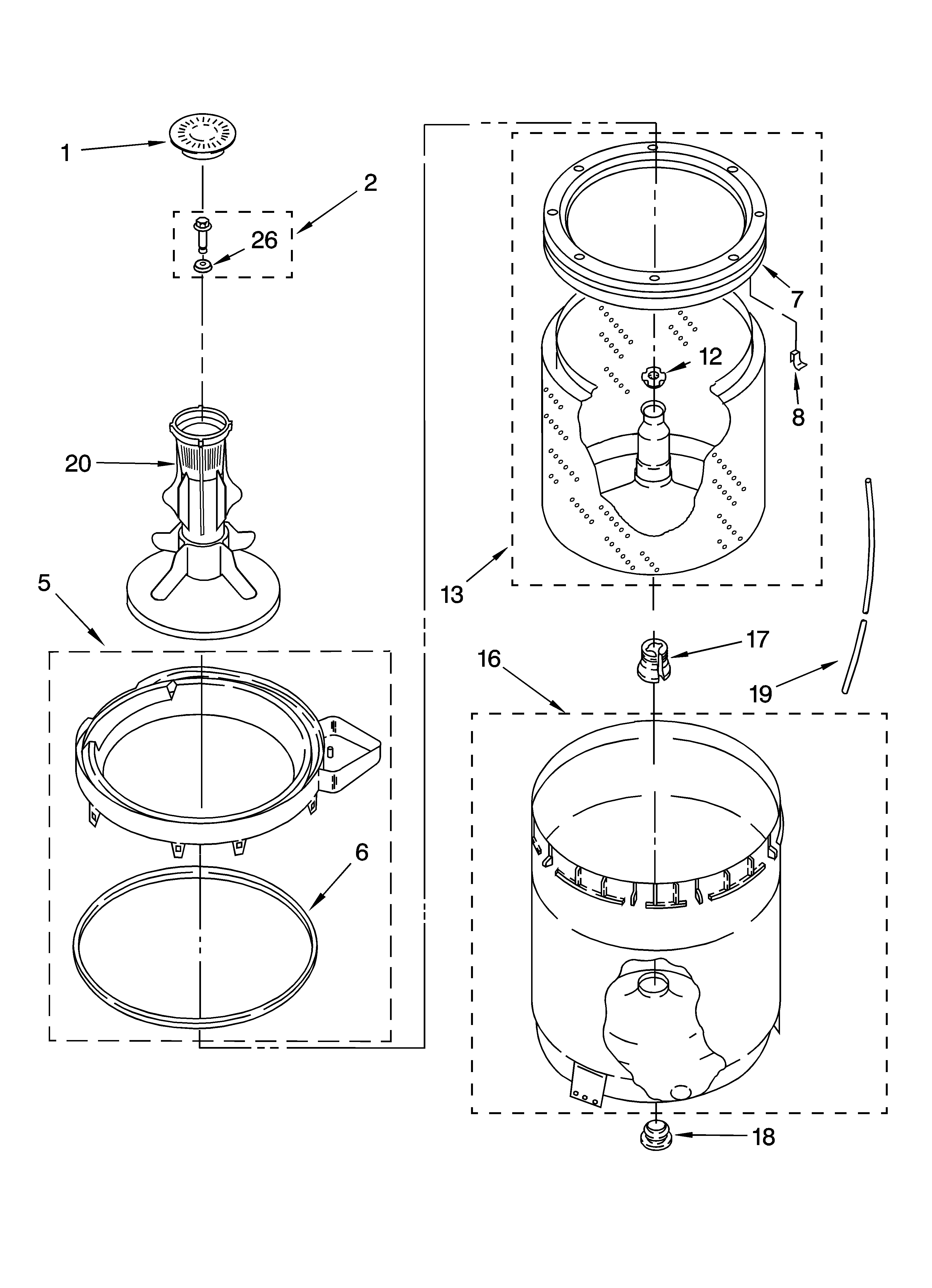AGITATOR, BASKET AND TUB PARTS