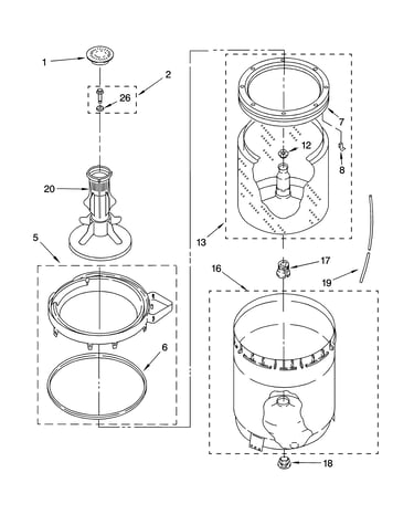 Agitator, basket and tub parts