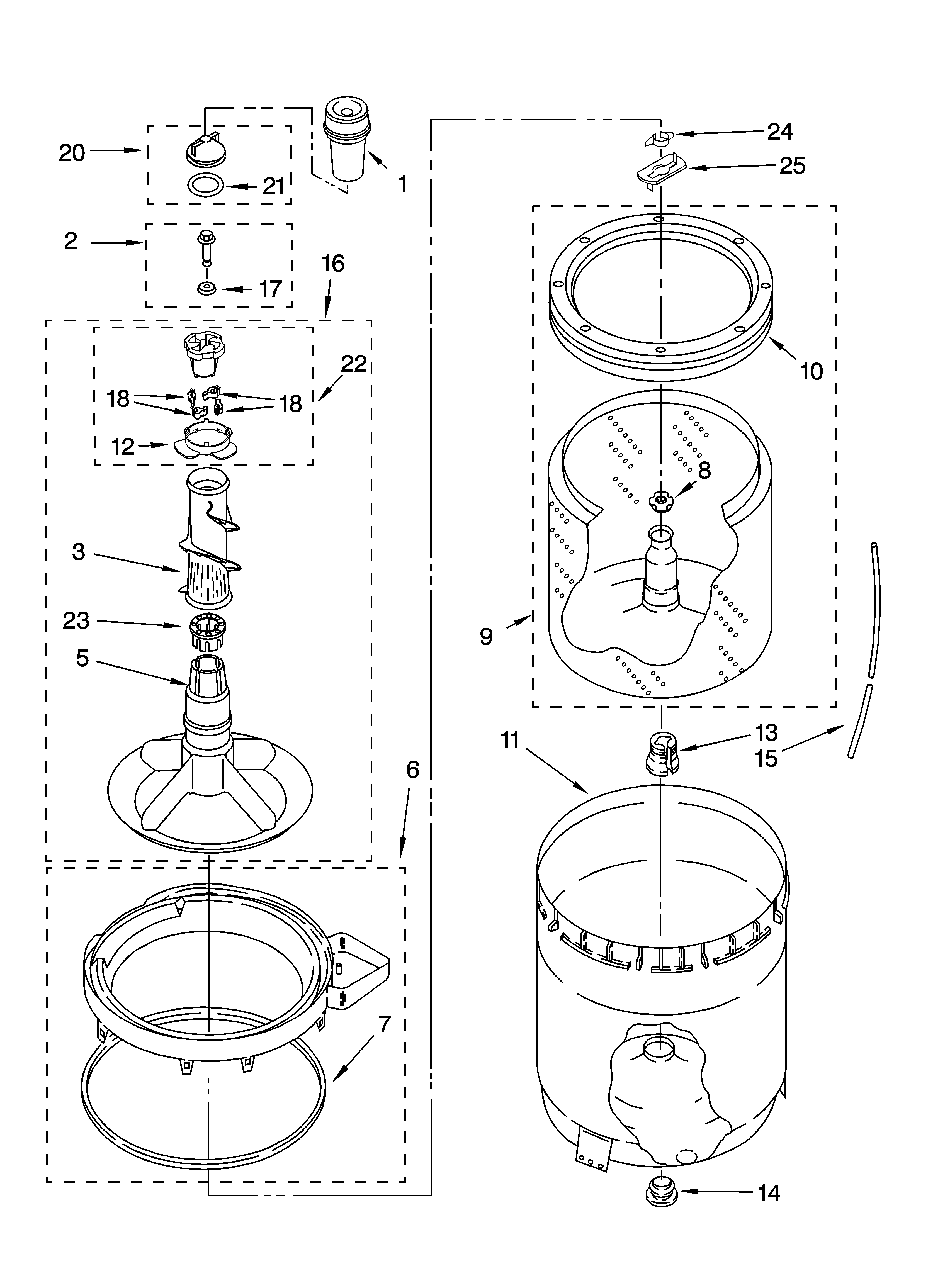 Agitator, basket and tub parts