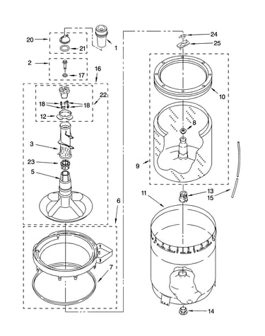 Agitator, basket and tub parts